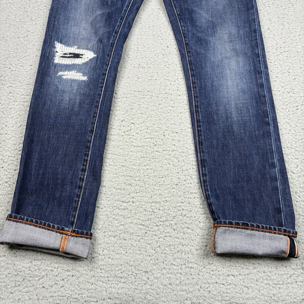 Jean Shop Denim Jeans Men's 28 (29x31) Blue Mick Selvedge Straight Distressed